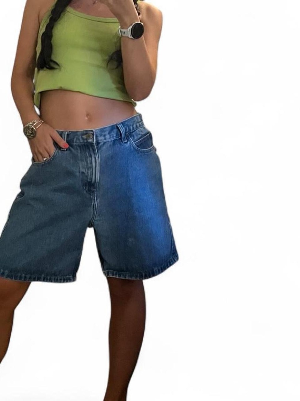 Natural Reflections Blue Relaxed High-Rise Denim Bermudas